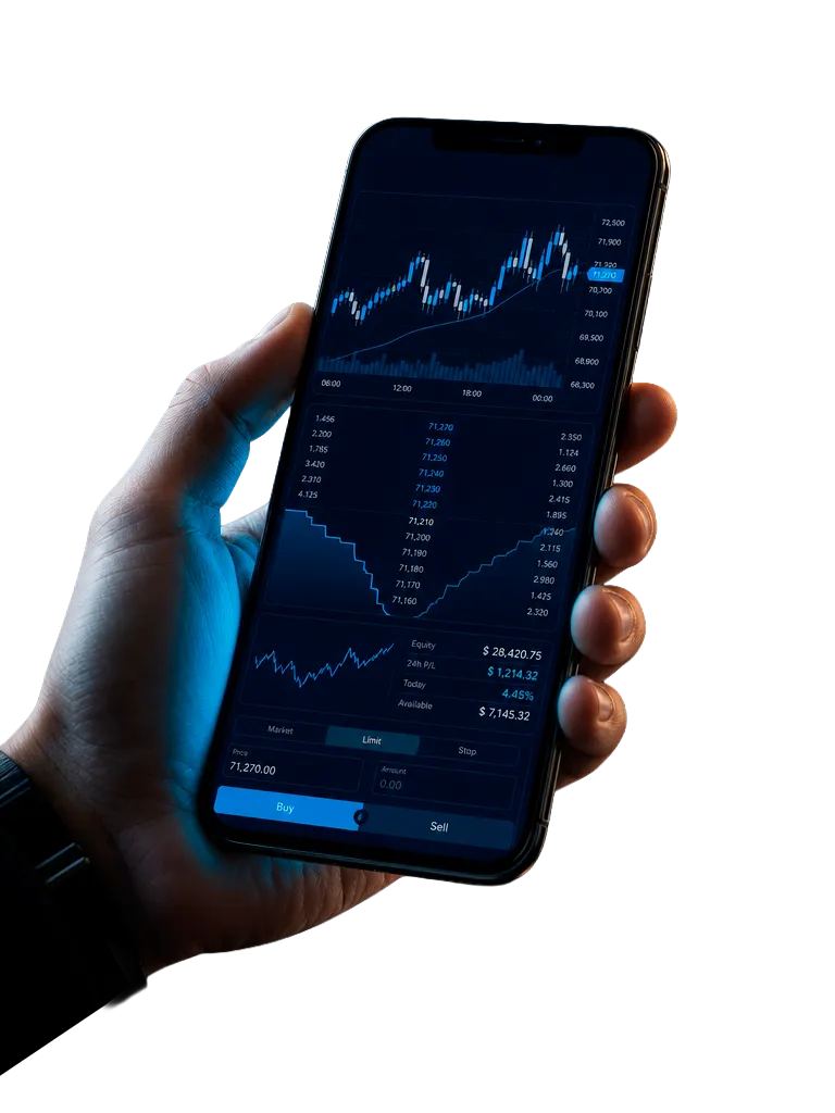 Mudralix mobile trading app on a smartphone